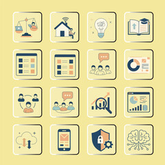 PrintBusiness & Strategy: Balance/justice, collaboration, data analysis, growth charts, strategy, and security.