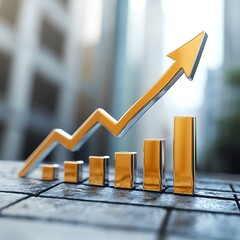 Rising golden bar chart showing growth high resolution picture