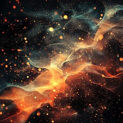 Vibrant particle waves forming colorful dynamic patterns high resolution picture