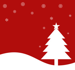 Christmas tree on red background.