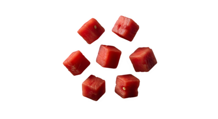 Collection of red crystals or minerals isolated on transparent background
