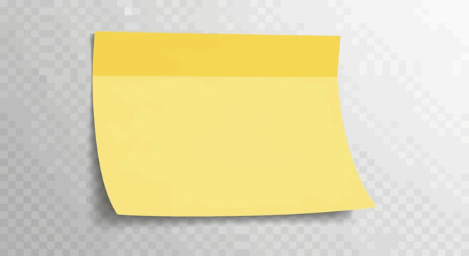 Realistic yellow sticky note on transparent background offering customizable space