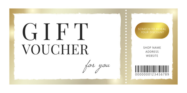 Gift voucher for you. Scratch to reveal your discount.  Vector template of lucky ticket for beauty salons, spas and stores. Luxury minimalist design. - Powered by Adobe