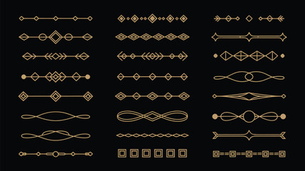 Golden art deco divider header set, 1920s retro gold borders, decorative art deco elements, minimal elegant frames, creative template design, perfect for premium and vintage-inspired layouts.
