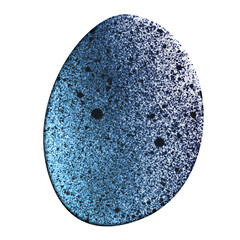 Abstract blue gold textured egg shape isolated white background