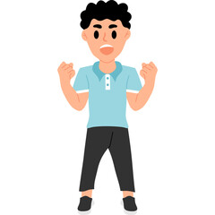 Excited Man Clenching Fists