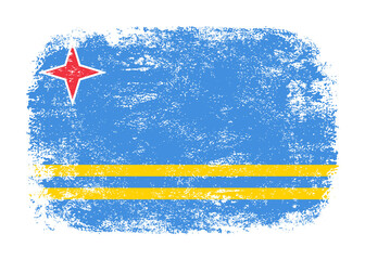 Aruba flag png. Isolated grunge brush stroke flag of Aruba illustration transparent png