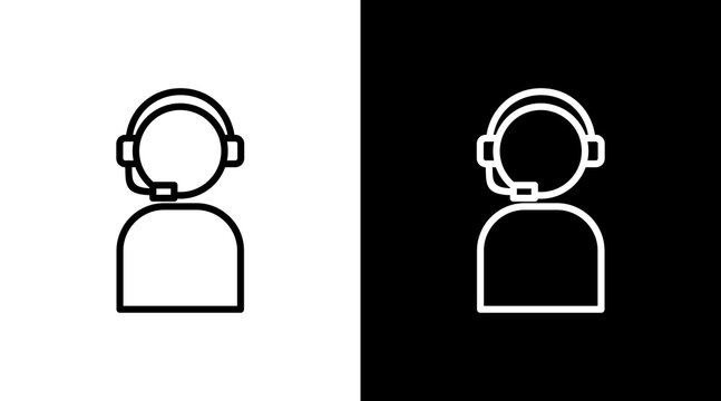 Customer Service White Icon Set Vector 