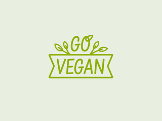 The 'Go Vegan' logo with green leaves symbolizes sustainability and health, promoting a vegan lifestyle in an attractive and modern way for all plant-based advocates.