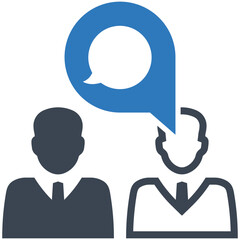 Obraz premium Dialogue and Discussion: Business professionals engage in an interactive session, represented with conversation, symbolizing communication and idea exchange. 