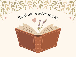 An inviting open book with flowers emerging from it, encouraging readers to embark on literary adventures filled with narratives that inspire and uplift.
