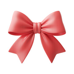 A beautiful coral pink satin ribbon bow isolated on transparent background