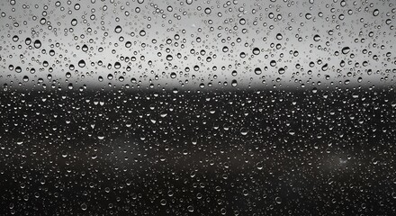 Obraz premium Raindrops on Glass - A Black and White Study of Weather.
