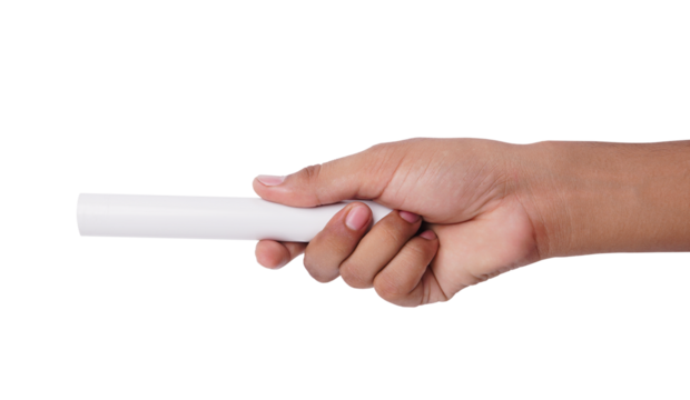 Hand holding a white relay baton, isolated on a , representing - Powered by Adobe