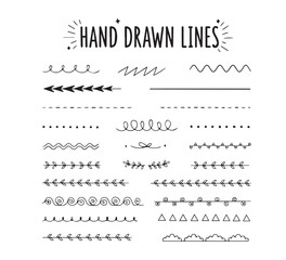 Hand Drawn Lines Decorative Borders and Dividers for Creative Designs and Artistic Projects with Doodle Style
