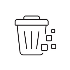 A vector icon representing data deletion with a trash bin, created in line style with editable stroke