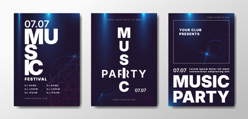 Musical party posters set. Colorful templates for your event.