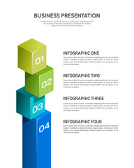 Four Elements Business Presentation Template. Hierarchy and Foundation Concept. Vector illustration.