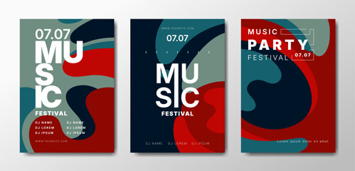 Set of music posters with abstract colorful background.