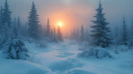 Winter forest. Beautiful snow winter landscape. Winter landscape. Beautiful wintry landscape