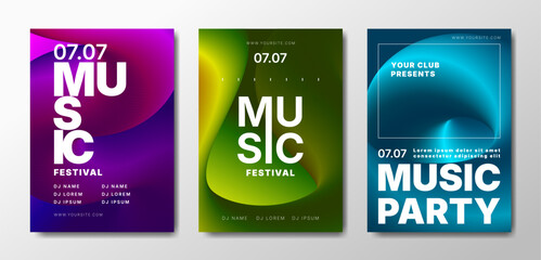 Musical party posters set. Colorful templates for your event.