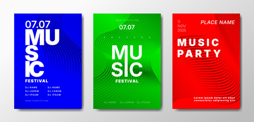 Musical party posters set. Colorful templates for your event.