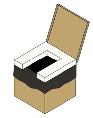 防災用・災害用の家庭用組み立てダンボールトイレのイラスト