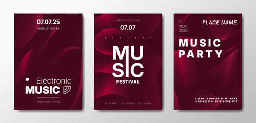Musical party posters set. Colorful templates for your event.