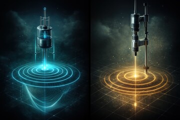 Advanced Quantum Sensor Technology Representing Energy Fields with Dynamic Visualizations of Light Patterns and Gravitational Waves in an Abstract Digital Environment
