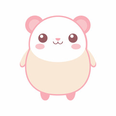 Cute kawaii animal characters in simple chibi style isolated on white background