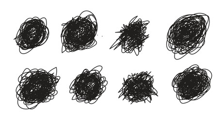 Obraz na płótnie Canvas Hand drawn brain and chaotic line doodles symbolizing stress, anxiety and mental overwhelm