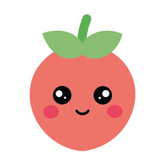 Adorable kawaii fruit characters in a flat design style isolated on white background