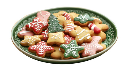 A plate of gingerbread men, Christmas cookies, cutout, transparent image, PNG image