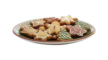A plate of gingerbread men, Christmas cookies, cutout, transparent image, PNG image