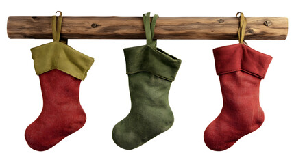 Christmas stockings, hanging Christmas stockings, cutout, transparent image, PNG image