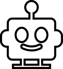 Robot face icon in line artificial intelligence AI chatbot android avatar head symbol pack, robotics automation machine humanoid bot kit, synonym cyborg AI digital assistant