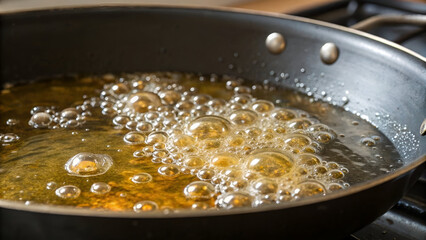 Oil boiling with bubble