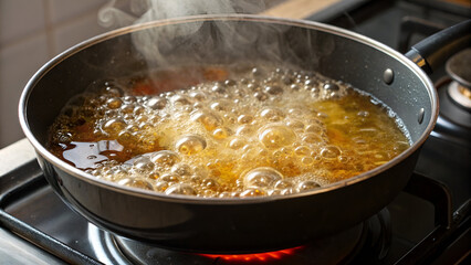 Oil boiling with bubble