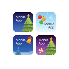 Mobile application christmas icon pack design