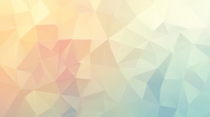 An abstract image featuring a pastel-toned geometric pattern of many small triangles.  The colors gradually shift from warm yellows and oranges to cool blues and greens