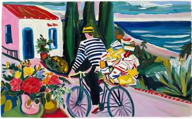 Coastal Mail Delivery on a Sunny Day