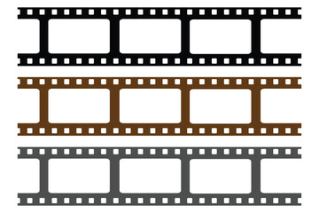 Seamless blank film strip texture on transparent background. Film strip line icon in flat. Camera roll film negative reel. Cinema tape, retro tape frame or border. Photo, cinema or movie negative
