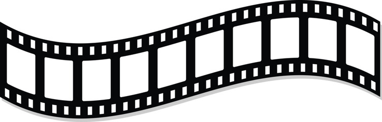 Old grunge movie film long strip set, vintage filmstrip roll frame, vector photo background. Video or movie filmstrip overlay, cinema or photograph camera long film strips collection in flat and line