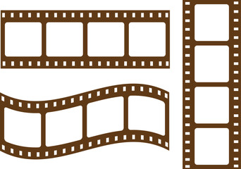 Film strip icon vector. Strip icon used for videography elements, cinema reel. Filmstrip with frames, photo and videos, Old white and black film tapes of 35mm. Realistic film strip vector illustration