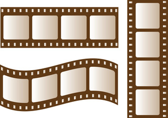 gently curving cinema film strip vector, essential for representing classic movie production, video content, media design, and photography concepts