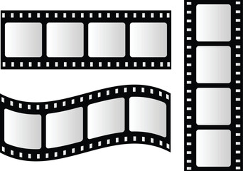 gently curving cinema film strip vector, essential for representing classic movie production, video content, media design, and photography concepts