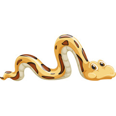 Fototapeta premium Pixel Art Cartoon Snake With Brown Spots And Yellow Body Transparent Background