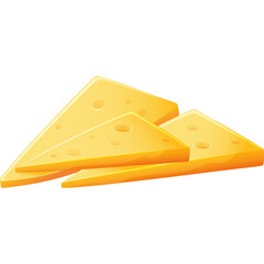 Several Slices of Yellow Swiss Cheese With Holes Arranged in a Pile on a Transparent Background