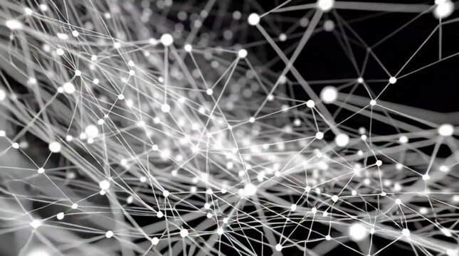 Abstract network of glowing connections and nodes symbolizing data flow and digital communication, an artistic representation of connectivity