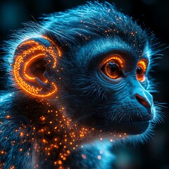Unique neon glow monkey animal design high resolution picture